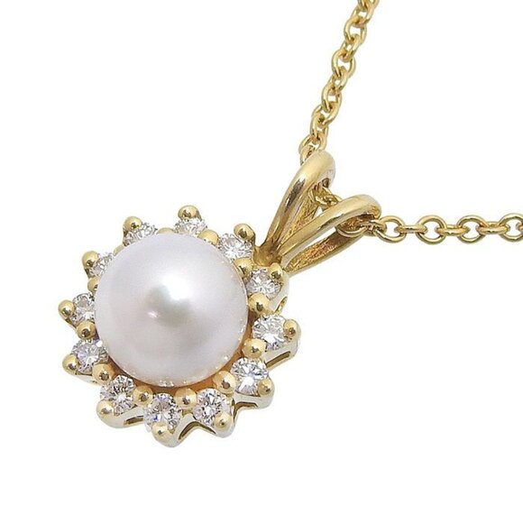 Tiffany & Co. Jewelry - Tiffany & Co Design Pearl Diamond Necklace 18K Yellow Gold 750